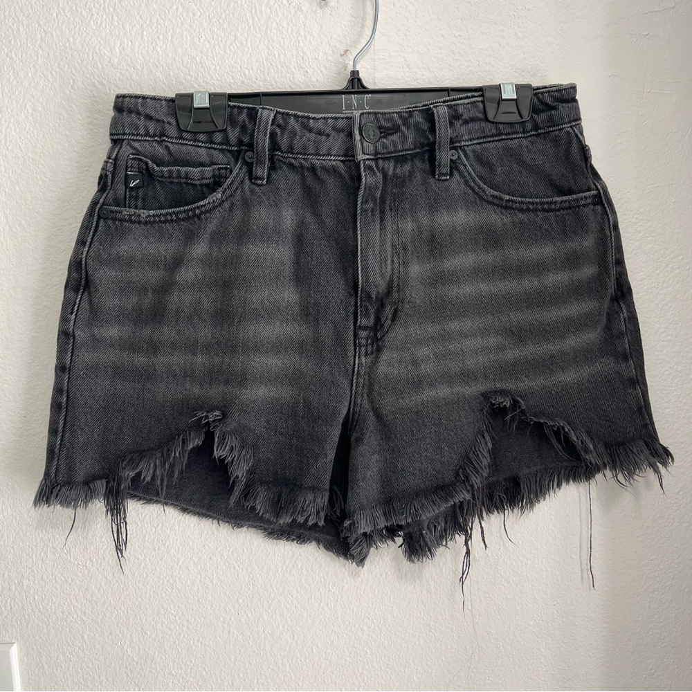 Kancan Shorts Womens 29 Washed Black Cut Off Distressed High Rise Denim Casual